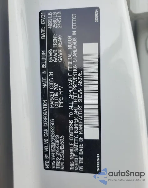 2022 Volvo Xc40 T5 Momentum z USA, uszkodzony, nr VIN YV4162UK9N2652506